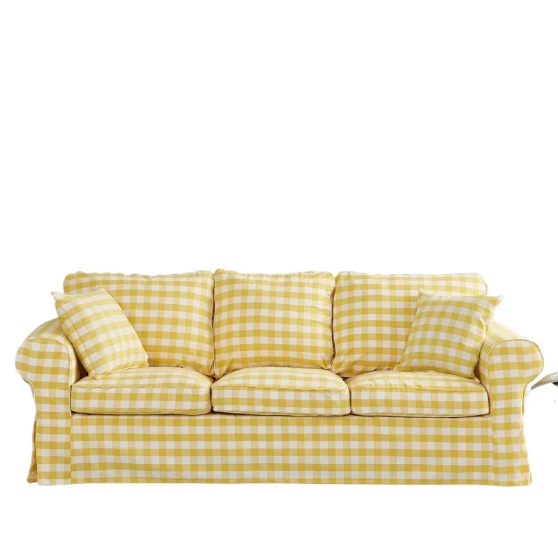 French retro yellow plaid fabric double small apartment living room bedroom hotel homestay reception
French retro yellow plaid fabric double small apartment living room bedroom hotel homestay reception