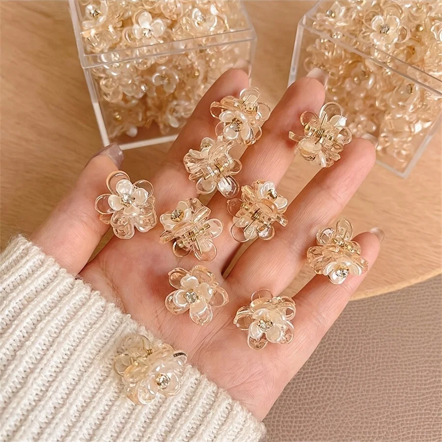 Cute Mini Flower Hair Clips, Transparent Crystal Hair Claw for Bangs & Side Hair
Cute Mini Flower Hair Clips, Transparent Crystal Hair Claw for Bangs & Side Hair