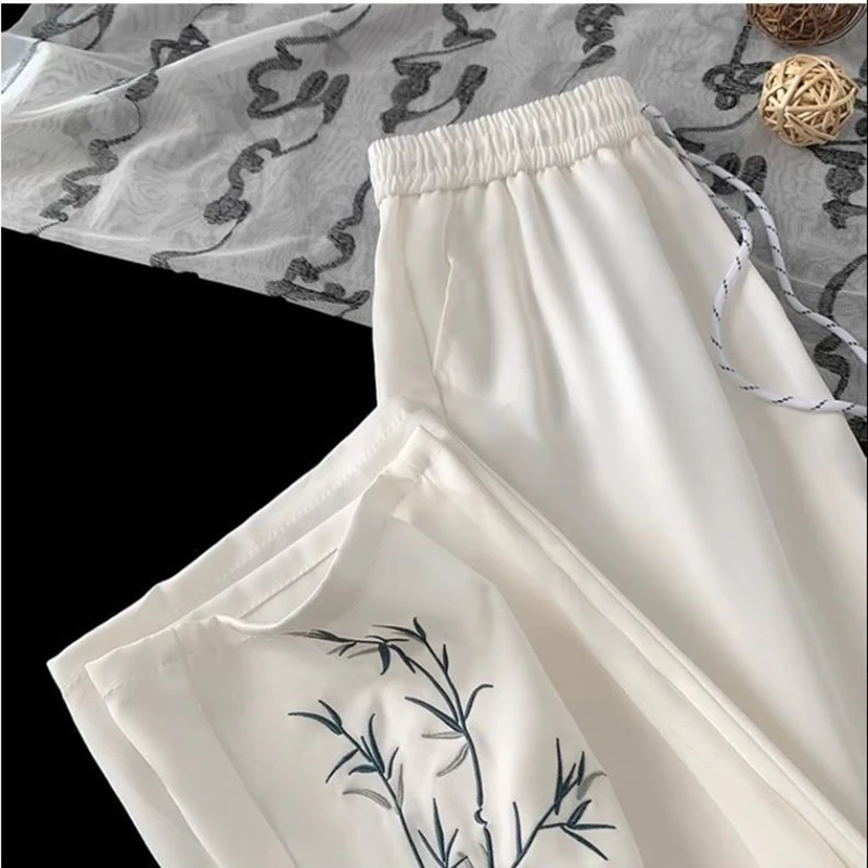 New Chinese Bamboo Embroidered Pants Loose Men's and Women's Spring Summer 2026 Thin Straight Tube Wide Leg Chic Casual Trousers
New Chinese Bamboo Embroidered Pants Loose Men's and Women's Spring Summer 2026 Thin Straight Tube Wide Leg Chic Casual Trousers