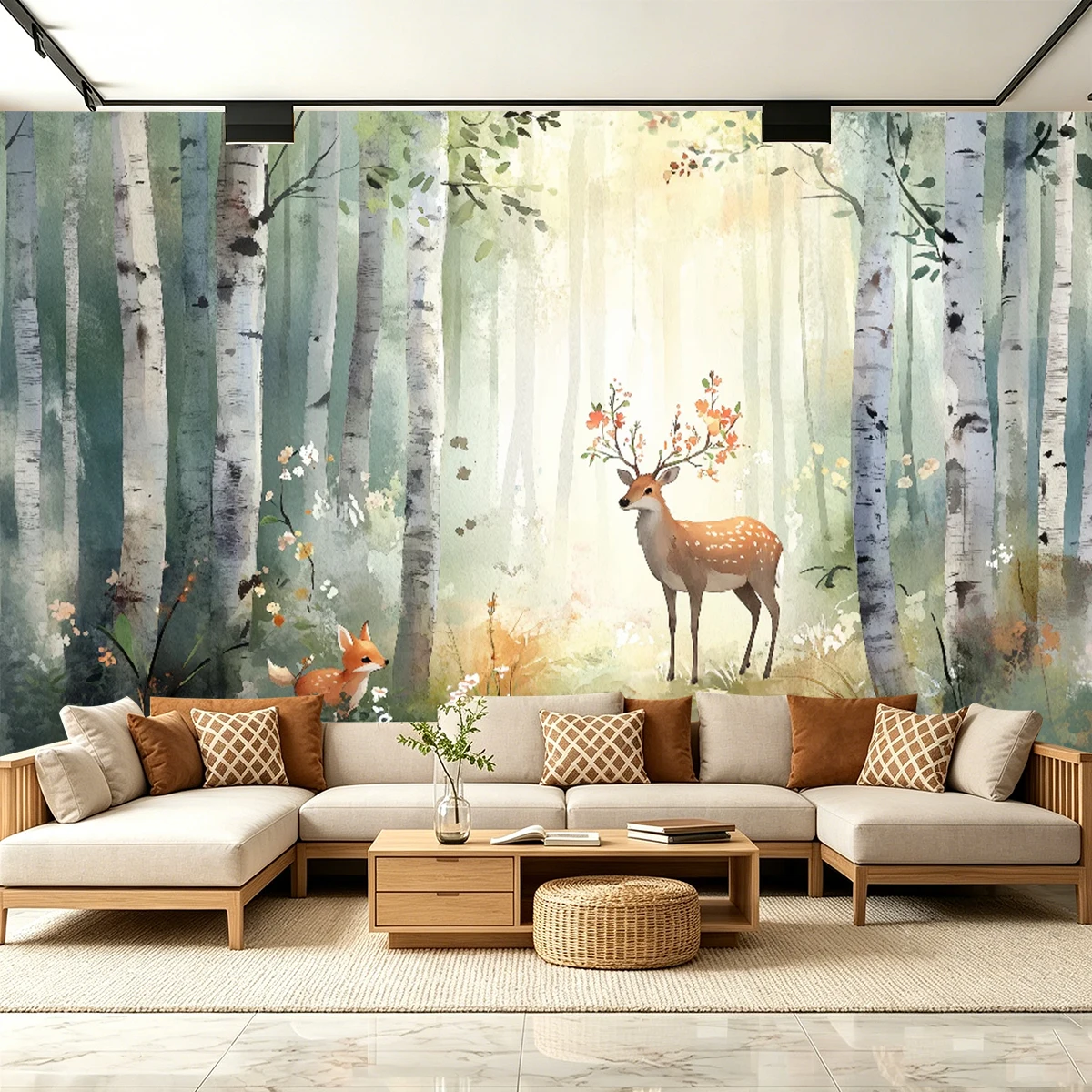 Custom Size Watercolor Forest Animal Pattern Wallpaper Mural Landscape Wall Paper Nordic Style Background Printing
Custom Size Watercolor Forest Animal Pattern Wallpaper Mural Landscape Wall Paper Nordic Style Background Printing