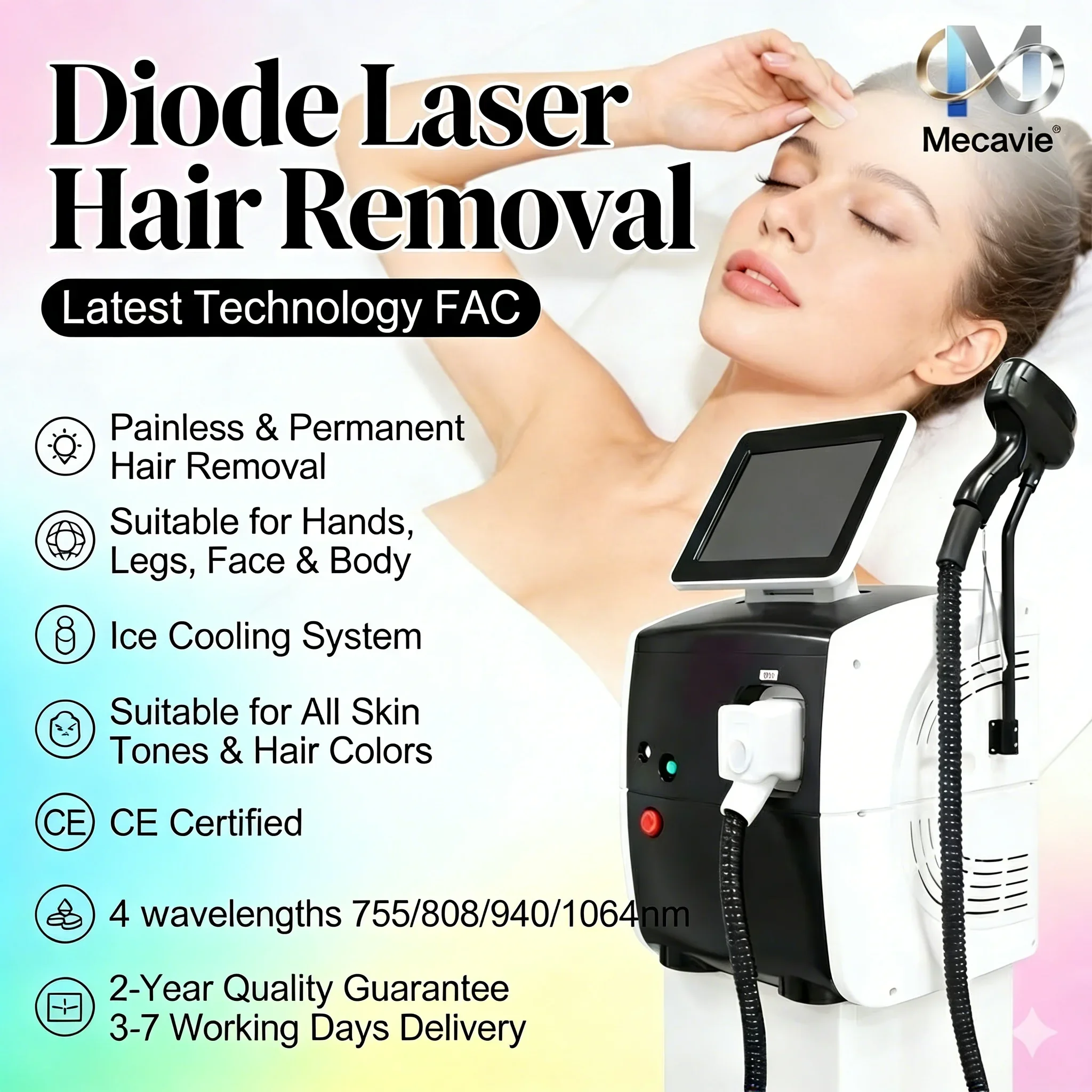 Soprano Diode Laser Hair Removal Machine Ice Cooling System 755 808 940 1064 Four Wavelength Painless Permanent Hair Removal
Soprano Diode Laser Hair Removal Machine Ice Cooling System 755 808 940 1064 Four Wavelength Painless Permanent Hair Removal