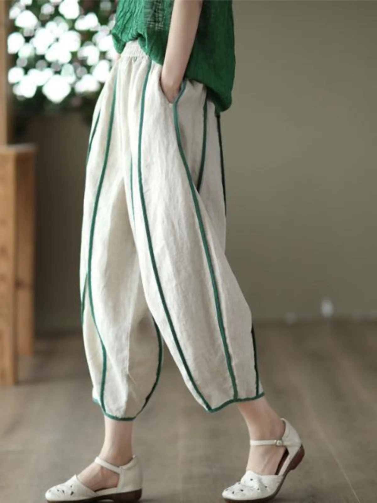 Spring Summer New Vintage Cotton Linen Women's Pants Elastic Waist Loose Fit Casual Thin Harlan Trousers Versatile White
Spring Summer New Vintage Cotton Linen Women's Pants Elastic Waist Loose Fit Casual Thin Harlan Trousers Versatile White