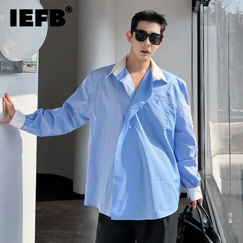 IEFB French Style Shirts Turn-down Collar Long Sleeve Single Breasted Contrasting Colors Stripe Male Clothing Pocket 9C5359
IEFB French Style Shirts Turn-down Collar Long Sleeve Single Breasted Contrasting Colors Stripe Male Clothing Pocket 9C5359