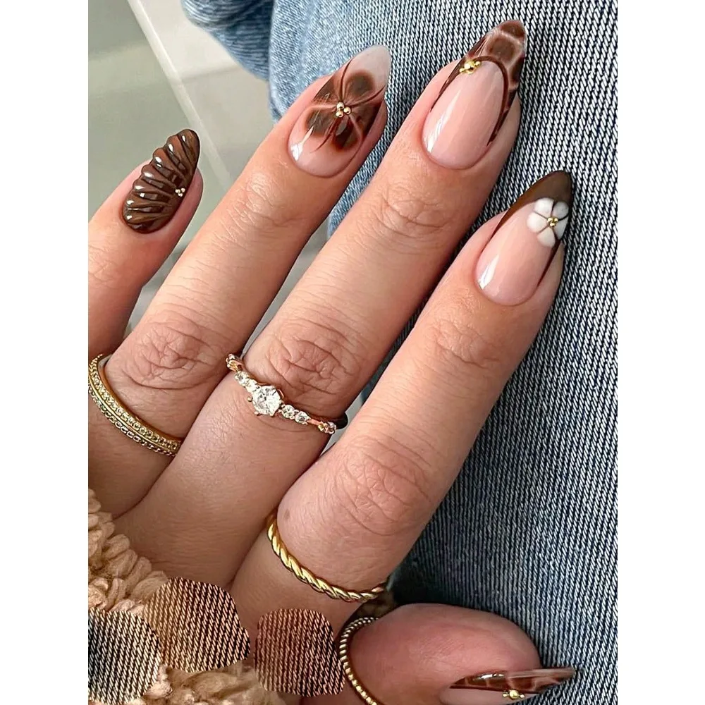 10pcs Handmade Short Nail Art Stickers, French Manicure, Short Nails, Fake Nails, Pink, Brown, White, Black, Blue, Leopard Print, Cute, Hand-Painted Multi-Color Gradient Small Flowers And Five-Petal Polka Dots
10pcs Handmade Short Nail Art Stickers, French Manicure, Short Nails, Fake Nails, Pink, Brown, White, Black, Blue, Leopard Print, Cute, Hand-Painted Multi-Color Gradient Small Flowers And Five-Petal Polka Dots
