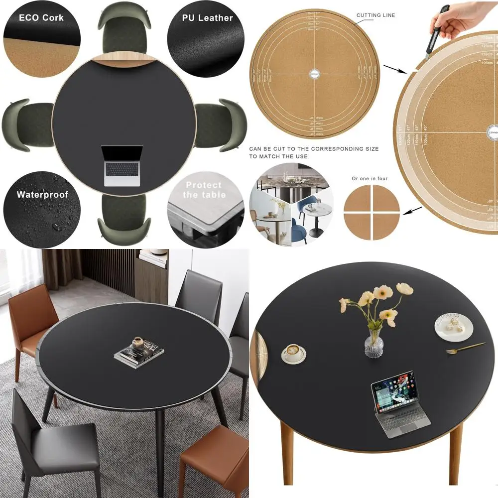 Round Table Mats - 54/51/47/43/40 Inches - Cork Leather Placemats - Side Dining or Coffee Table Cover - Customizable Fit (Black)
Round Table Mats - 54/51/47/43/40 Inches - Cork Leather Placemats - Side Dining or Coffee Table Cover - Customizable Fit (Black)