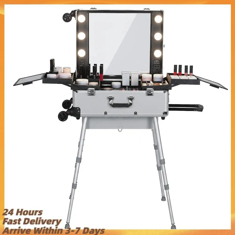 Rolling Travel Cosmetic Organizer Box with Mirror and Lights Cosmetic Travel Box with Wheels Stands for Travel Or Salon Use
Rolling Travel Cosmetic Organizer Box with Mirror and Lights Cosmetic Travel Box with Wheels Stands for Travel Or Salon Use