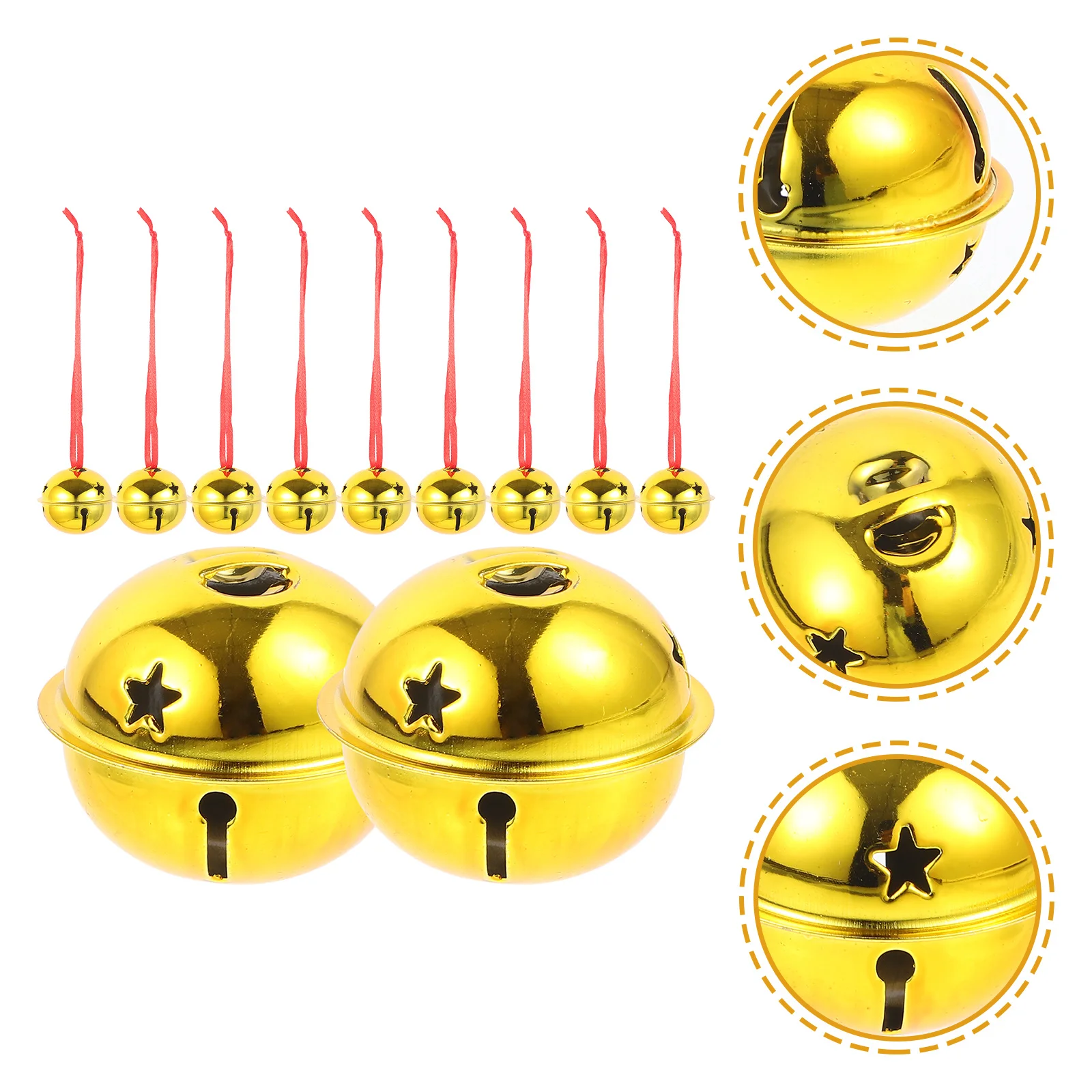 21Pcs Gold Christmas Bells Set Five-Point Star Hollow Shiny Handmade Jingle Bells for Tree Ornaments Wreath DIY Party
21Pcs Gold Christmas Bells Set Five-Point Star Hollow Shiny Handmade Jingle Bells for Tree Ornaments Wreath DIY Party