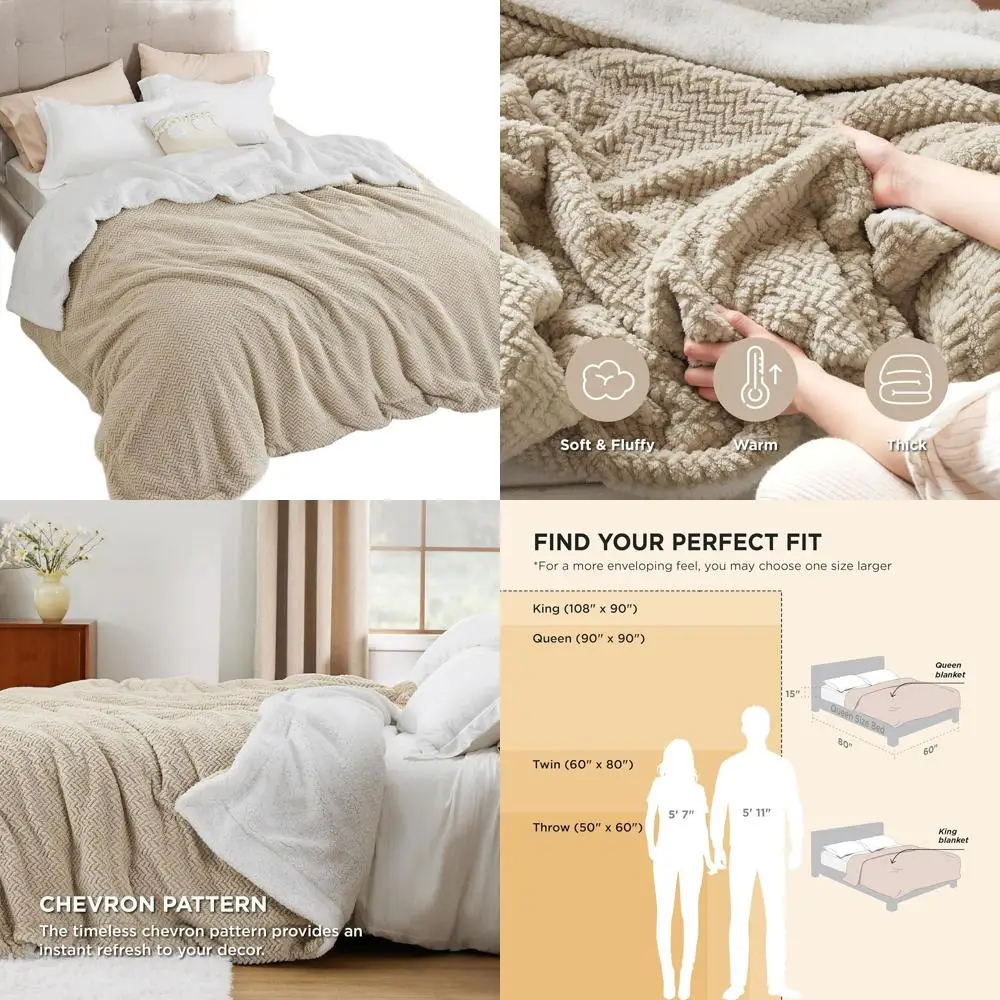 Herringbone King Size Sherpa Fleece Blanket - Plush & Warm for Winter, Soft Cozy Gift, Beige, 108x90
Herringbone King Size Sherpa Fleece Blanket - Plush & Warm for Winter, Soft Cozy Gift, Beige, 108x90
