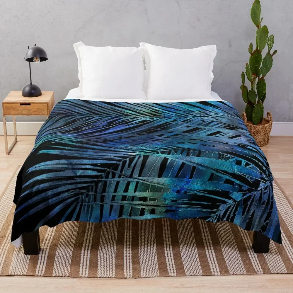 Midnight Blue Palm Leaves Mixed Media Art Throw Blanket Travel Size Cozy Blanket for Plane Train
Midnight Blue Palm Leaves Mixed Media Art Throw Blanket Travel Size Cozy Blanket for Plane Train