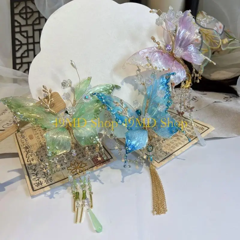 49MD Butterfly Tassels Hair Clip Dangling Hair Hair Ornament Women Chinese Traditional Wedding Hairstyling Decoration
49MD Butterfly Tassels Hair Clip Dangling Hair Hair Ornament Women Chinese Traditional Wedding Hairstyling Decoration