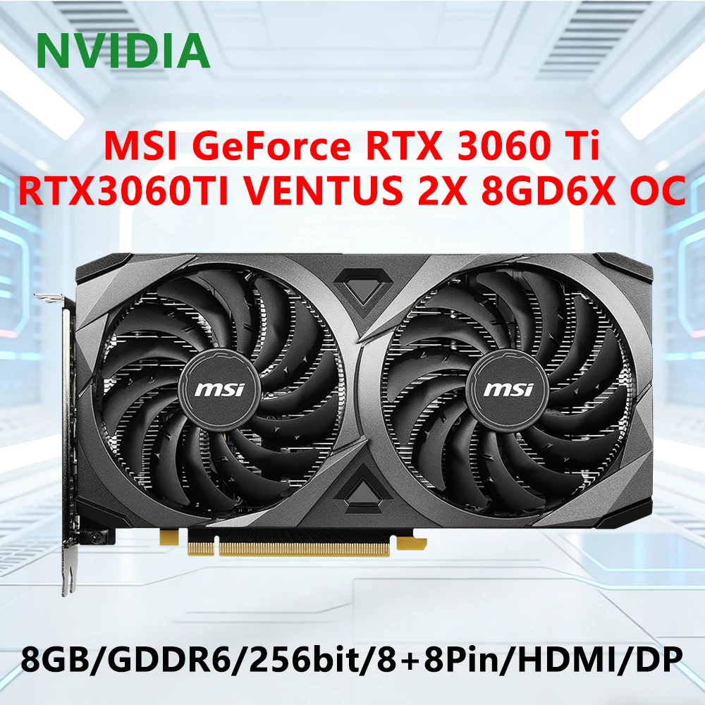 Видеокарта MSI RTX 3060TI 8GB RTX 3060TI VENTUS 2X 8GD6X OC, GDDR6, 256-бит, PCI-E 4.0, 8-pin x2, 600W, HDMI, DP
Видеокарта MSI RTX 3060TI 8GB RTX 3060TI VENTUS 2X 8GD6X OC, GDDR6, 256-бит, PCI-E 4.0, 8-pin x2, 600W, HDMI, DP