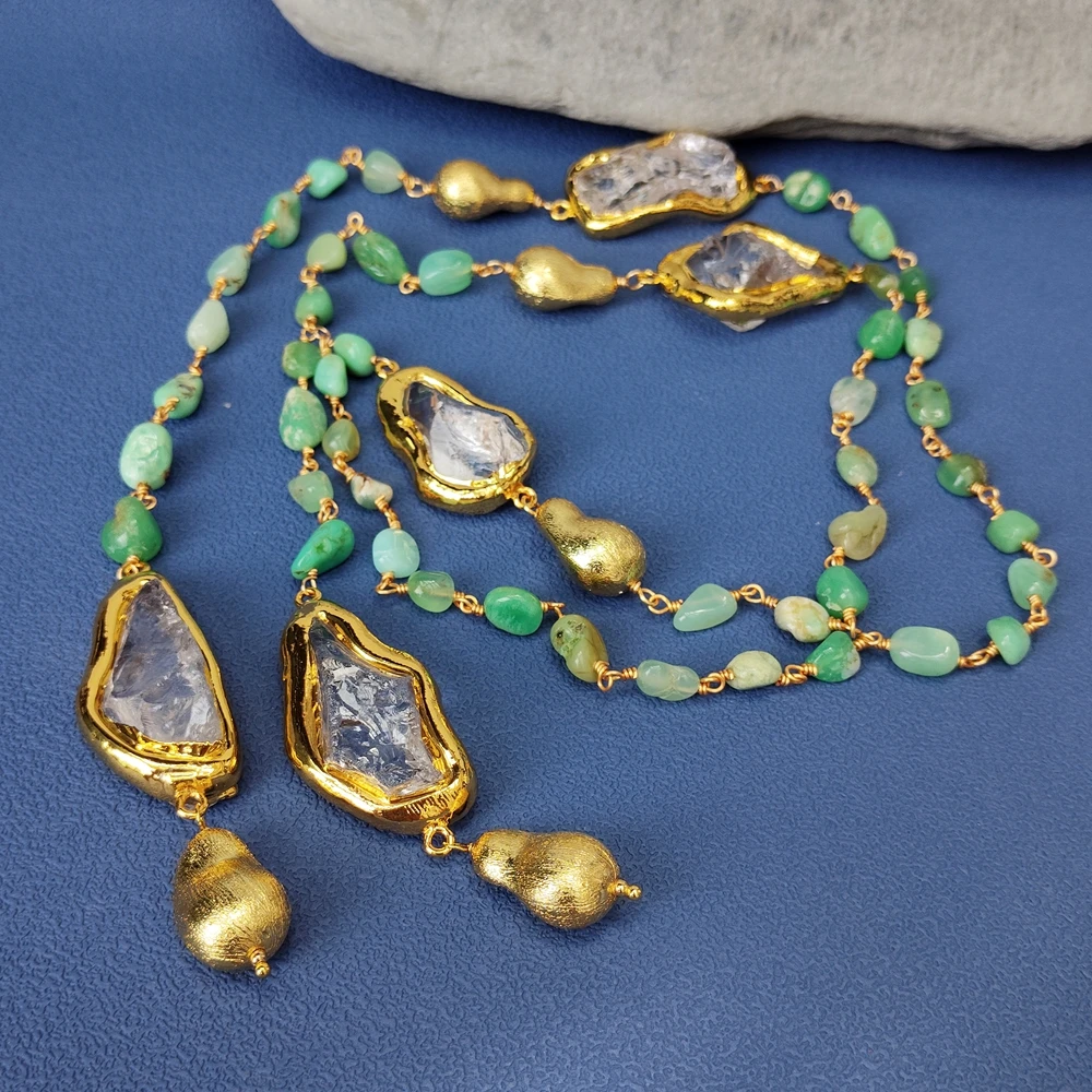 Y·YING Green Chrysoprase Clear Quartz Raw Long Necklace Gemstones Jewelry For Women Long Fashion Accessory
Y·YING Green Chrysoprase Clear Quartz Raw Long Necklace Gemstones Jewelry For Women Long Fashion Accessory