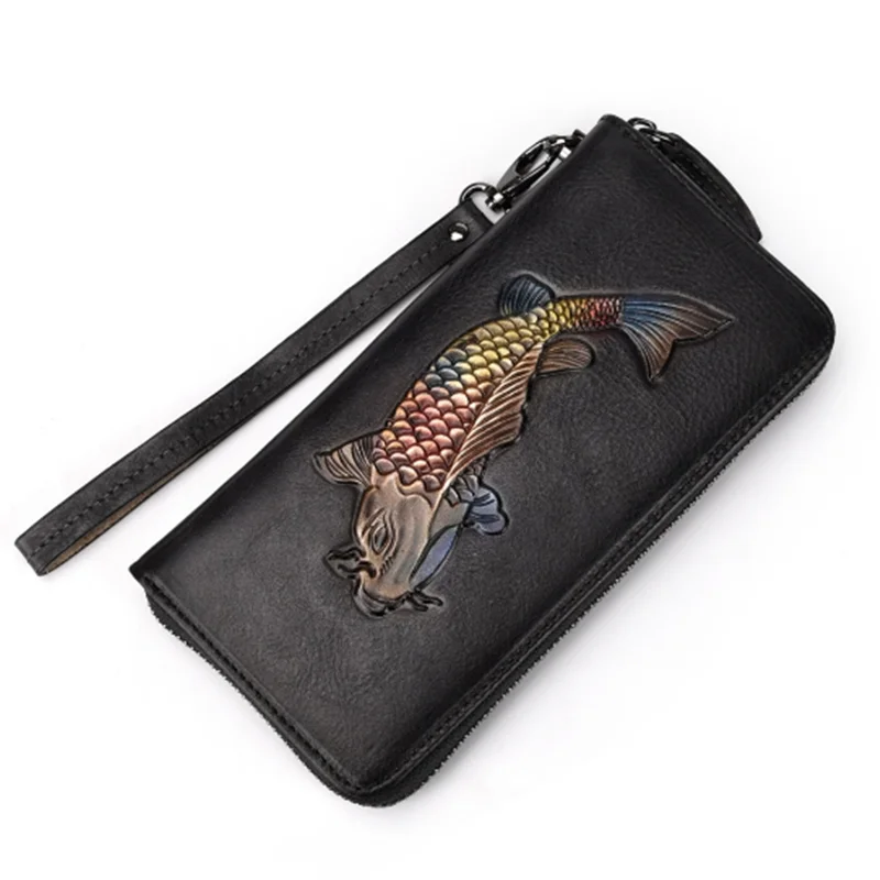 Golden Fish Engraved Clutches Women's Wallet Retro Genuine Leather Wallet For Female New Wristband Zipper Cell Phone Bag
Golden Fish Engraved Clutches Women's Wallet Retro Genuine Leather Wallet For Female New Wristband Zipper Cell Phone Bag