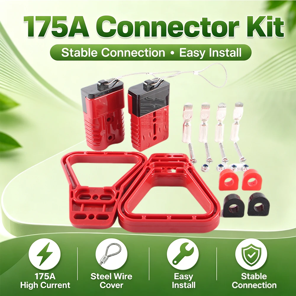 Heavy Duty 175A High Current Battery Quick Disconnect Connector Plug Kit with Red Gray Handle, Black Cover & Sealing Plug
Heavy Duty 175A High Current Battery Quick Disconnect Connector Plug Kit with Red Gray Handle, Black Cover & Sealing Plug