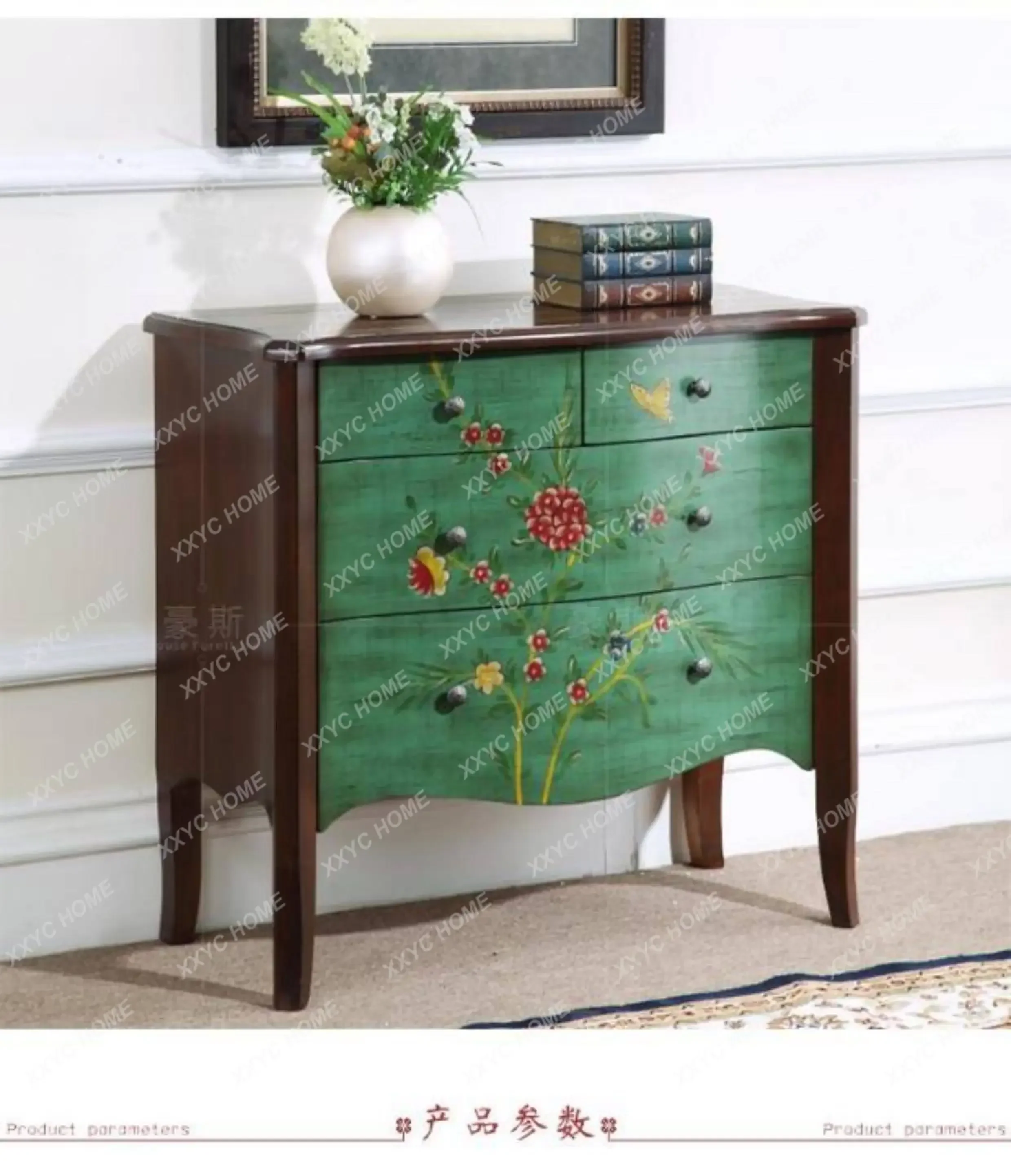TTVintage Chest of Drawers Painted Furniture Creative Storage Cabinet Bedroom Organizer Bedside Table Living Room Green Sofa Sid
TTVintage Chest of Drawers Painted Furniture Creative Storage Cabinet Bedroom Organizer Bedside Table Living Room Green Sofa Sid
