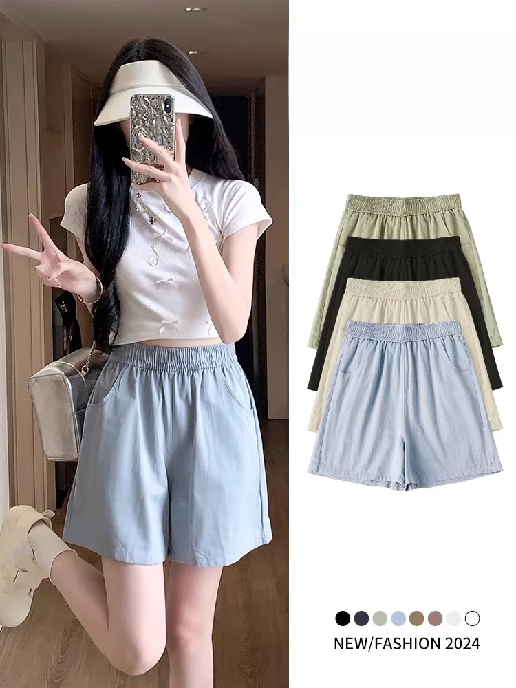 Blue Wide Leg Short Pants Women's Summer Thin High Waist Slimming Loose Drapey Casual Trousers Korean Style Straight Cut
Blue Wide Leg Short Pants Women's Summer Thin High Waist Slimming Loose Drapey Casual Trousers Korean Style Straight Cut
