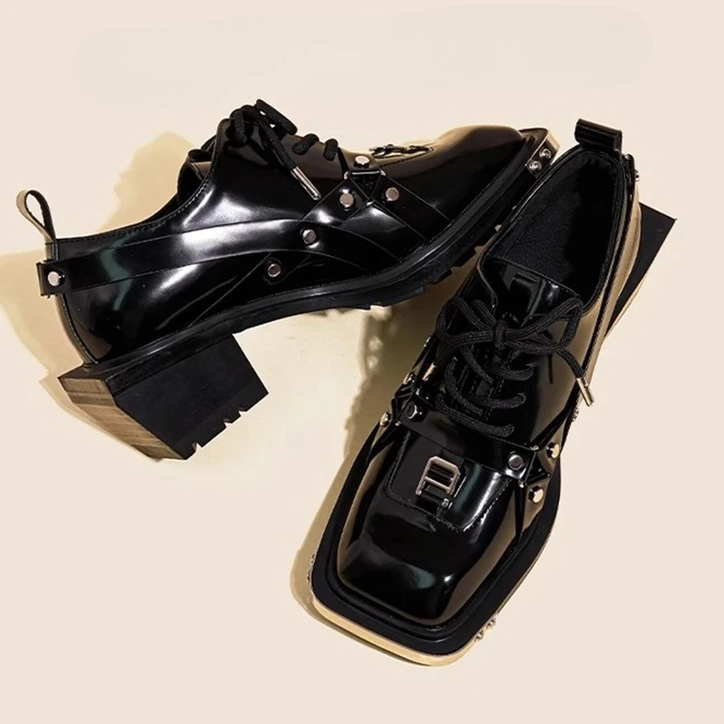 Luxury Women Shoes New Metal Head Decorate Leather Loafers Designer Shoes for Women Thick-soled Square Head Wedge Shoes Zapatos
Luxury Women Shoes New Metal Head Decorate Leather Loafers Designer Shoes for Women Thick-soled Square Head Wedge Shoes Zapatos