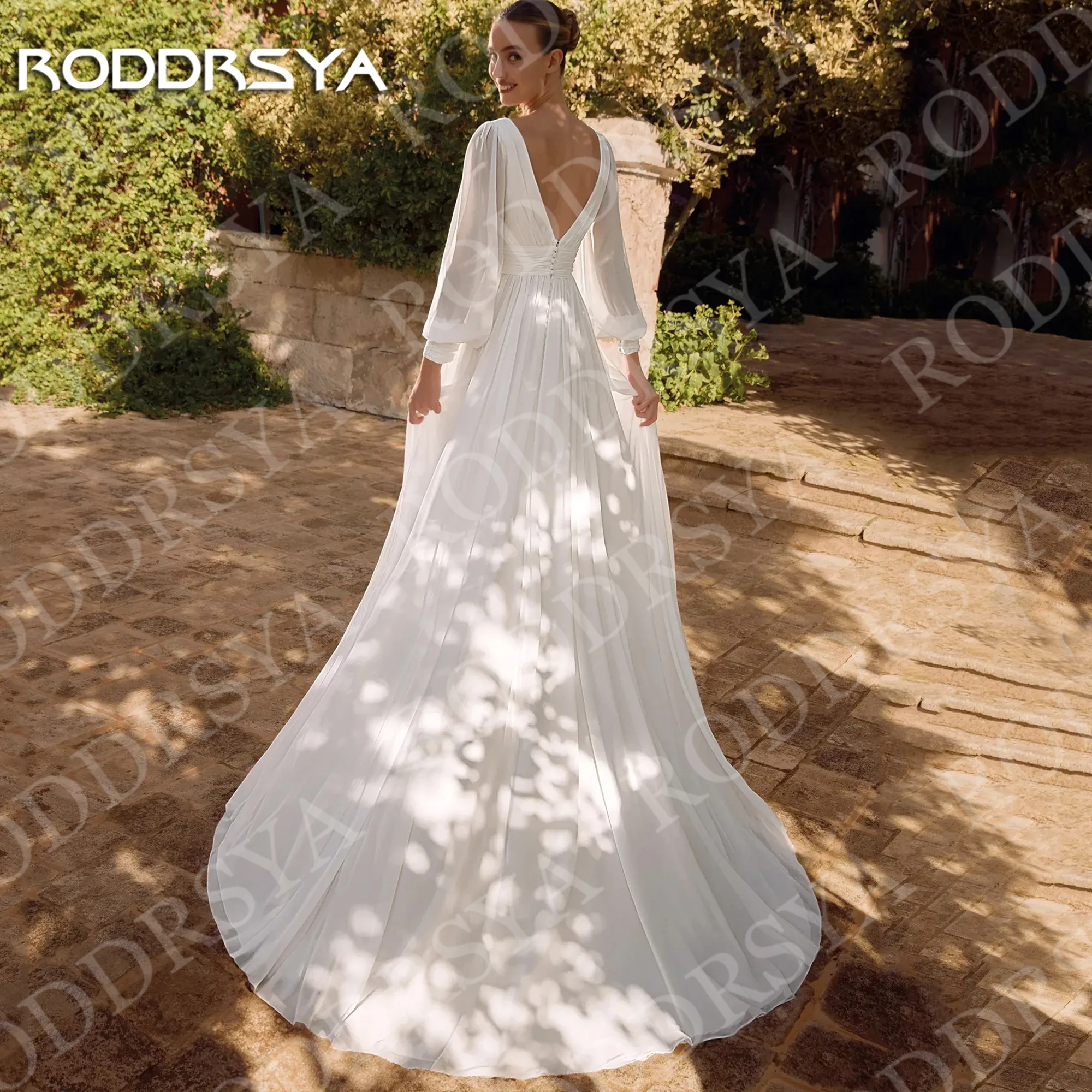 RODDRSYA Romantic Chiffon Wedding Dress Woman Boho A Line Long Sleeves Bridal Dresses Open Back Customized Vestido De Novias
RODDRSYA Romantic Chiffon Wedding Dress Woman Boho A Line Long Sleeves Bridal Dresses Open Back Customized Vestido De Novias