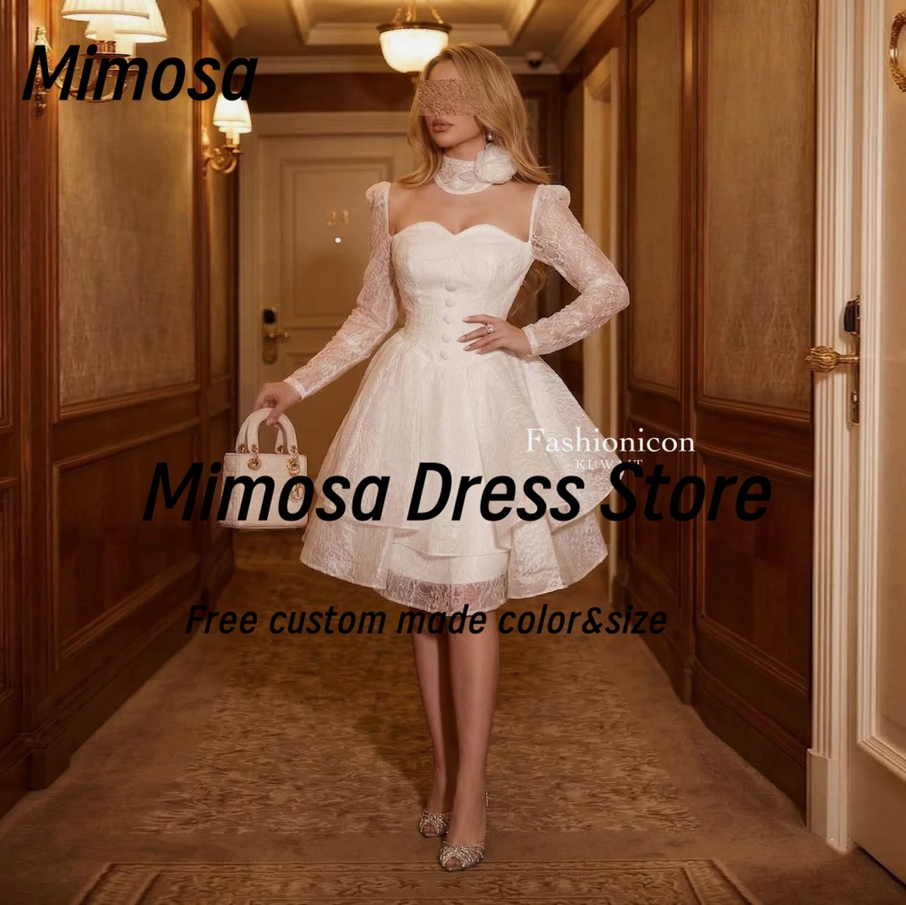Mimosa Lace Tiered Short Prom Dresses with Buttons Long Sleeves Bridal Gowns Sexy Back Homecoming Party Dress Customized
Mimosa Lace Tiered Short Prom Dresses with Buttons Long Sleeves Bridal Gowns Sexy Back Homecoming Party Dress Customized
