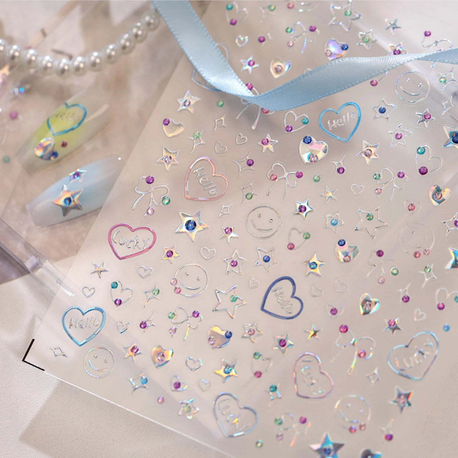 Holographic Dopamine Nail Decals 5D Laser Gold Foil Hollow Hello Words Round Smile Heart Bow Star Stickers Nail Art Accessories
Holographic Dopamine Nail Decals 5D Laser Gold Foil Hollow Hello Words Round Smile Heart Bow Star Stickers Nail Art Accessories