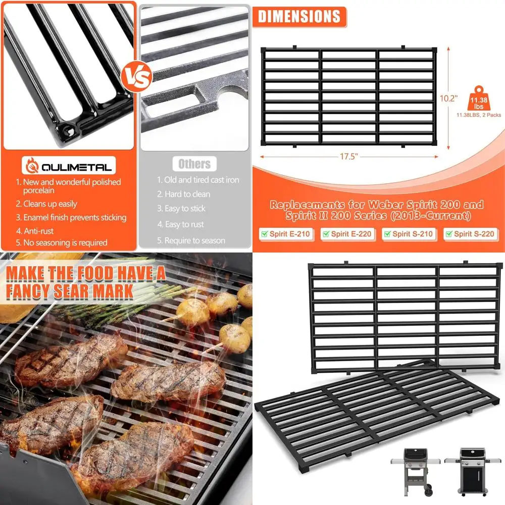 Чугунные решетки с фарфоровым покрытием для грилей серии Spirit 17.5 с передними регулировочными ручками
Чугунные решетки с фарфоровым покрытием для грилей серии Spirit 17.5 с передними регулировочными ручками