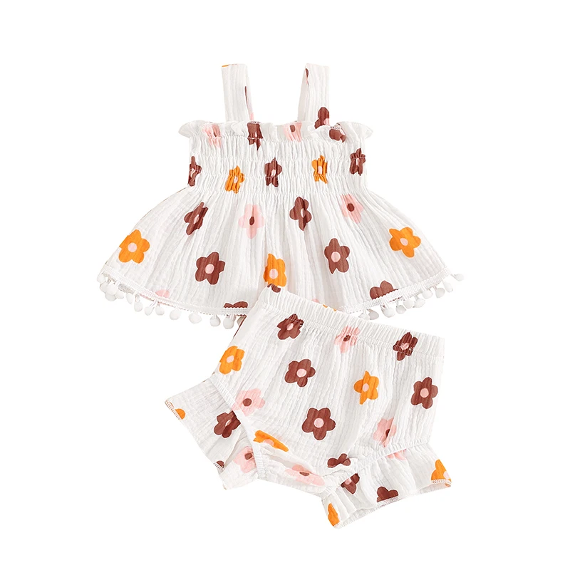 Baby Girl 2 Piece Summer Set Sleeveless Shirred Ruffled Floral Tops Frill Trim Shorts Infant Toddler Outfits
Baby Girl 2 Piece Summer Set Sleeveless Shirred Ruffled Floral Tops Frill Trim Shorts Infant Toddler Outfits