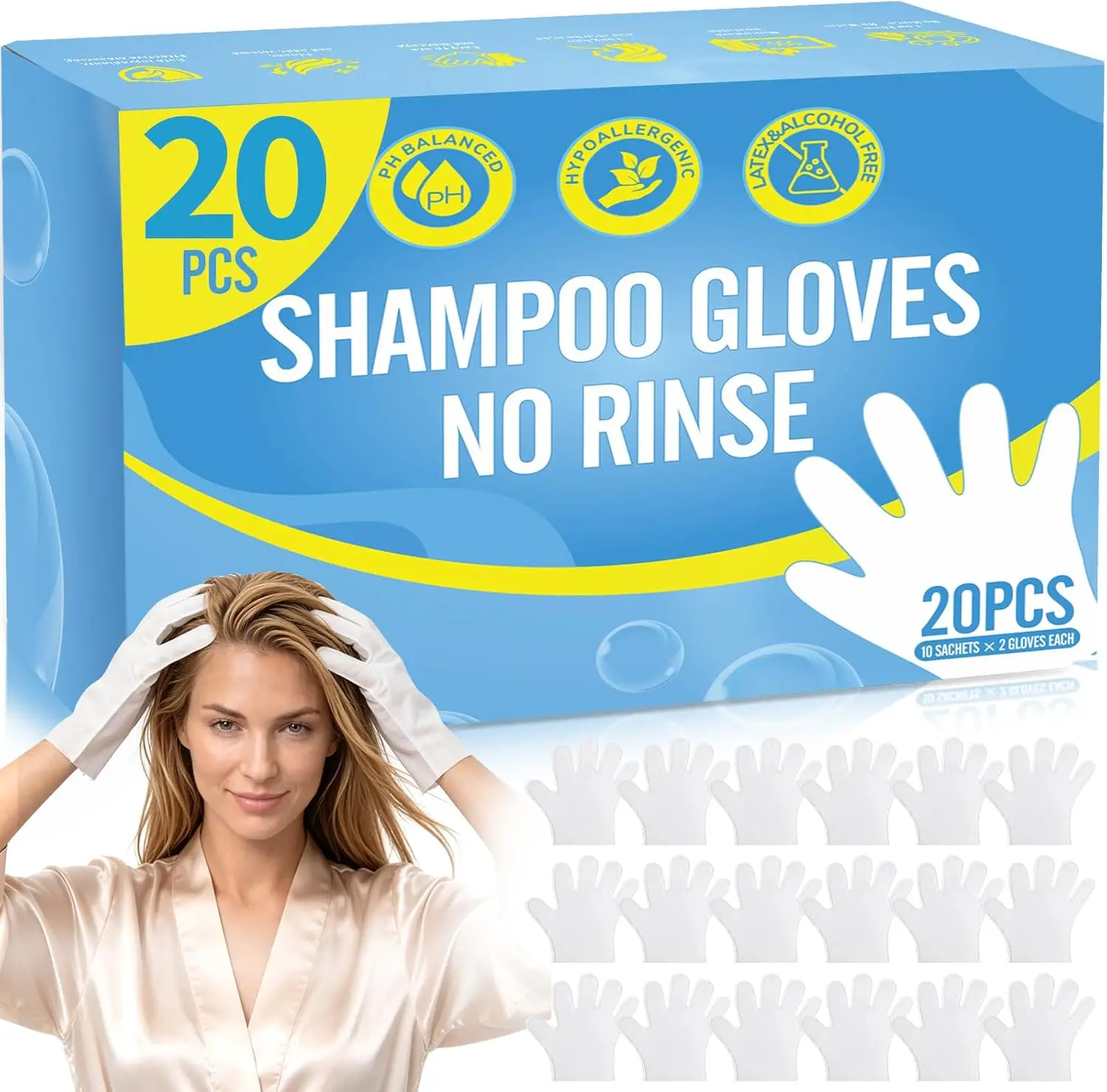No-Rinse Shampoo Gloves for Bedridden Patients & Camping, 20 PCS
No-Rinse Shampoo Gloves for Bedridden Patients & Camping, 20 PCS