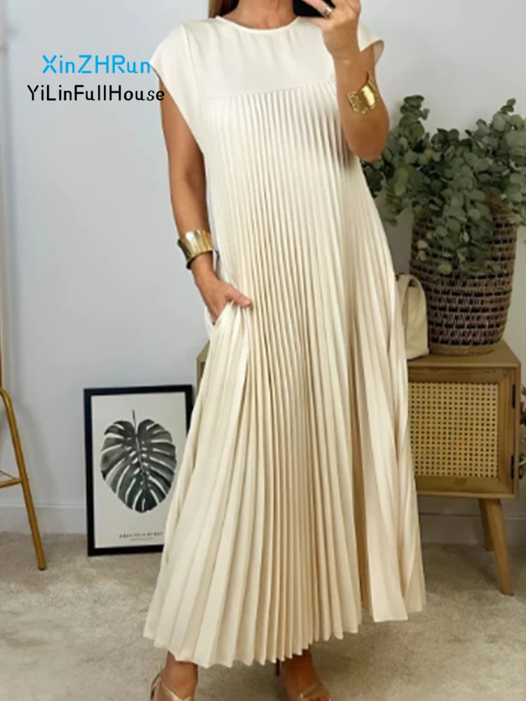2024 Summer New Women's Fashion Loose Round Neck Sleeveless Spliced Folded Womens Solid Color High Waist Plus Size Casual Dress
2024 Summer New Women's Fashion Loose Round Neck Sleeveless Spliced Folded Womens Solid Color High Waist Plus Size Casual Dress