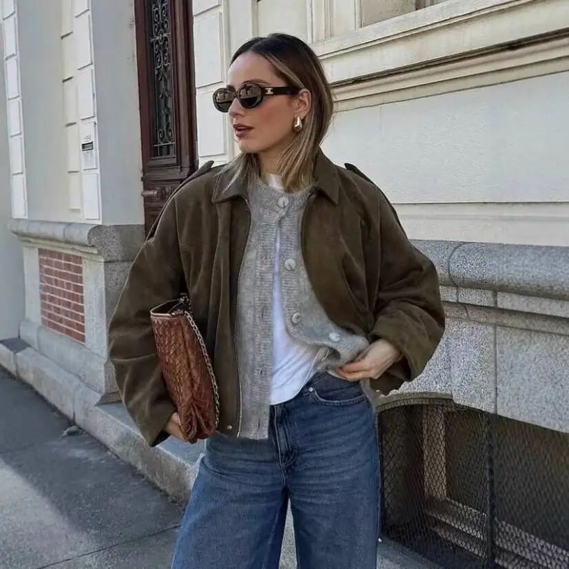 Women's Early Fashion Casual Versatile Simple Jacket Brown Jacket Women Turn Down Collar Zip Up Casual Streetwear Outerwear ZNA6
Women's Early Fashion Casual Versatile Simple Jacket Brown Jacket Women Turn Down Collar Zip Up Casual Streetwear Outerwear ZNA6