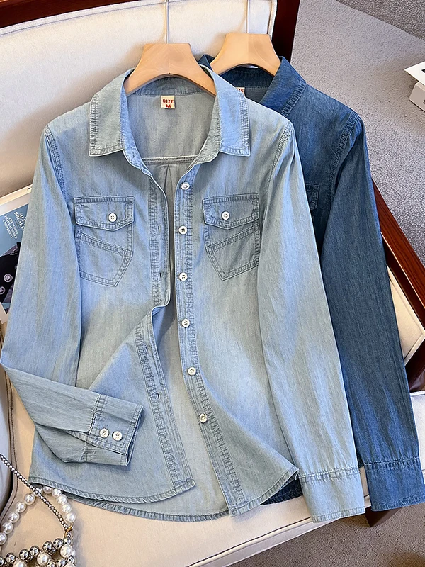 Loose Denim irt Jaet Women's Spring Autumn Retro Layering Sle Korean Version Straight Tube Long Sve Pure Color Butto...
Loose Denim irt Jaet Women's Spring Autumn Retro Layering Sle Korean Version Straight Tube Long Sve Pure Color Butto...