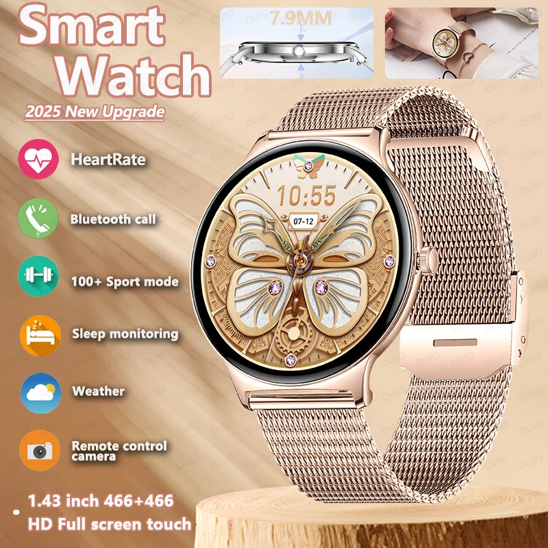 Новые ультратонкие мужские и женские умные часы 1,43 дюйма, AMOLED HD-экран, 100+ спортивных режимов, камера с дистанционным управлением, Bluetooth-телефон, умные часы
Новые ультратонкие мужские и женские умные часы 1,43 дюйма, AMOLED HD-экран, 100+ спортивных режимов, камера с дистанционным управлением, Bluetooth-телефон, умные часы