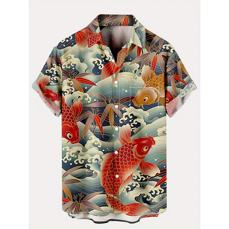 Men'S Hawaiian Shirt With Chinese Koi Pattern Printed Fashionable Casual Vacation Top
Men'S Hawaiian Shirt With Chinese Koi Pattern Printed Fashionable Casual Vacation Top