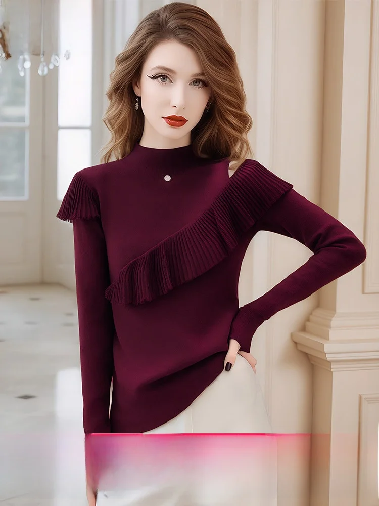 Fashionable Shoulder-baring Knitwear with Wool Ruffle Design Women's Winter Innerwear Base Shirt Casual Style Slim Fit Long S...
Fashionable Shoulder-baring Knitwear with Wool Ruffle Design Women's Winter Innerwear Base Shirt Casual Style Slim Fit Long S...