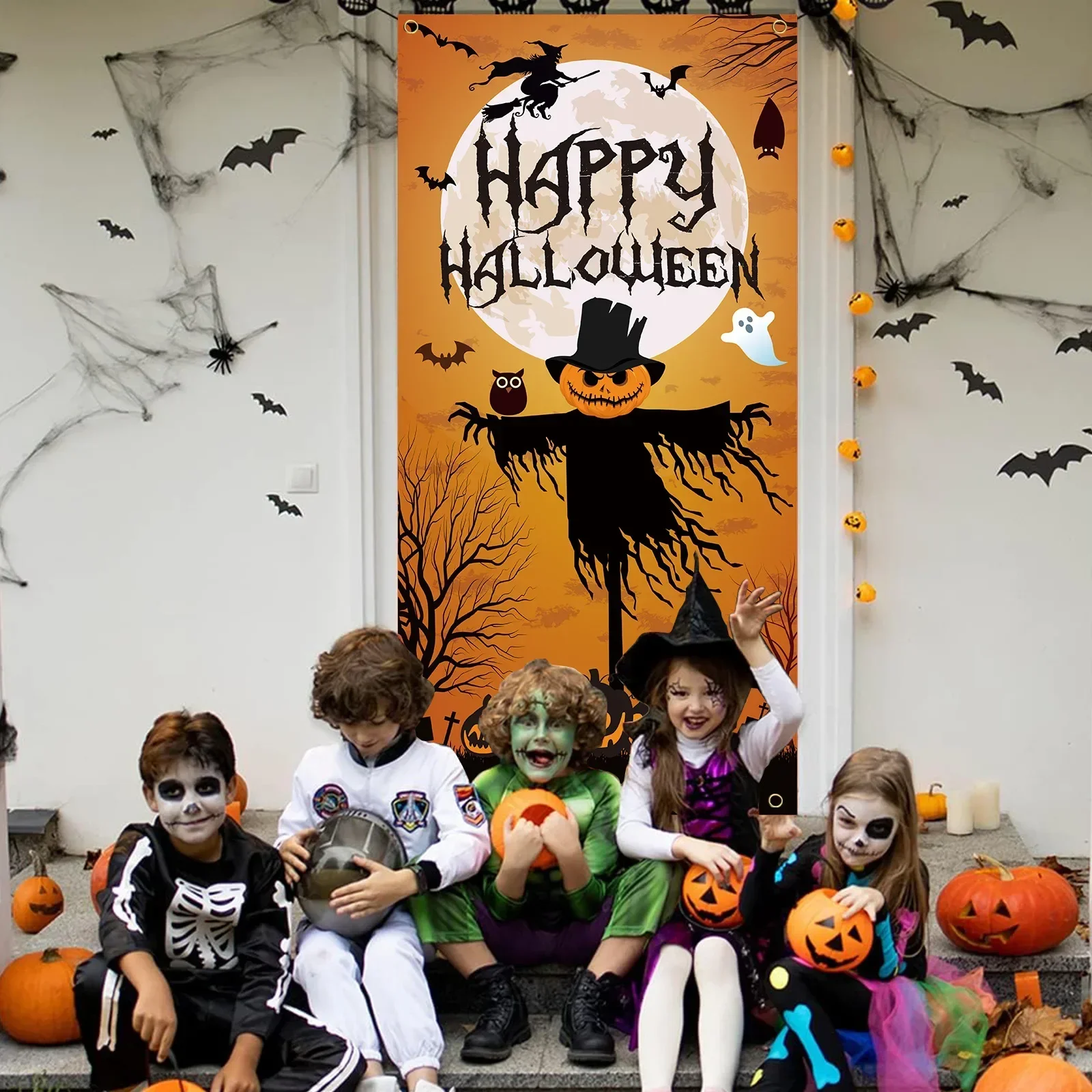 Horror Scarecrow Halloween Door Cover Decoration Ghost Door Curtain Banners Pumpkin Night Party Atmosphere Decoration Flag
Horror Scarecrow Halloween Door Cover Decoration Ghost Door Curtain Banners Pumpkin Night Party Atmosphere Decoration Flag