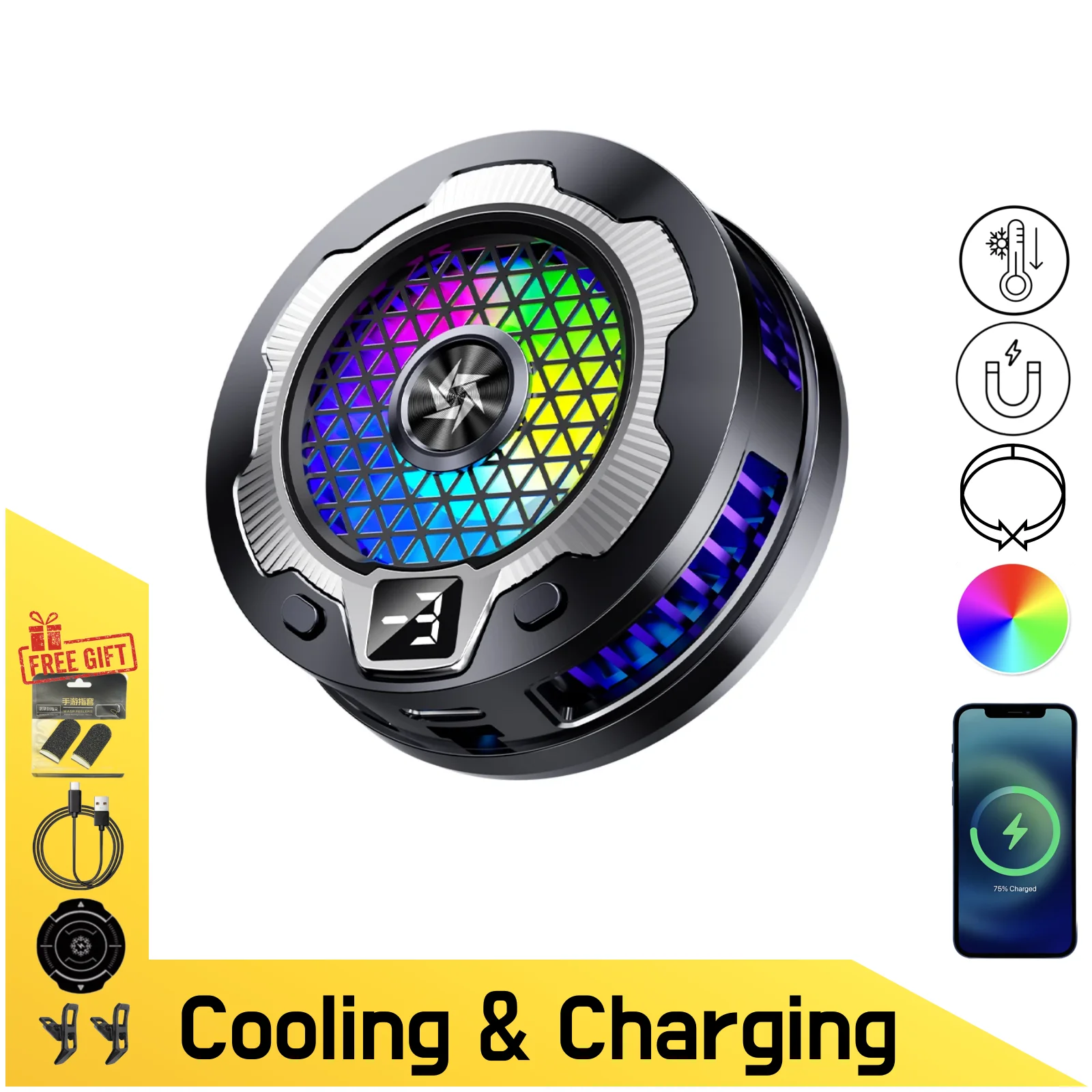 2 in 1 External Phone Cooling Radiator with Qi Wireless Charging, Magnetic & Clip-on, Anti-overheating Phone Cooler
2 in 1 External Phone Cooling Radiator with Qi Wireless Charging, Magnetic & Clip-on, Anti-overheating Phone Cooler