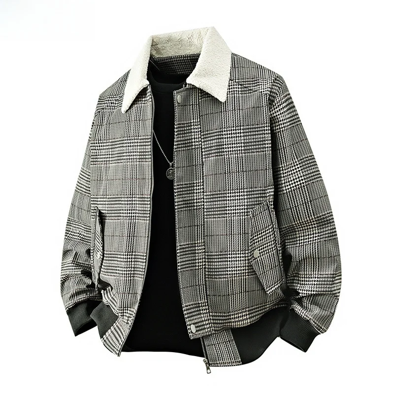 Loose Fit Plaid Jaet with Fur Collar for plus Size Men Casual Outerwear Spring Autumn Faion Trendy Men's Clothing
Loose Fit Plaid Jaet with Fur Collar for plus Size Men Casual Outerwear Spring Autumn Faion Trendy Men's Clothing