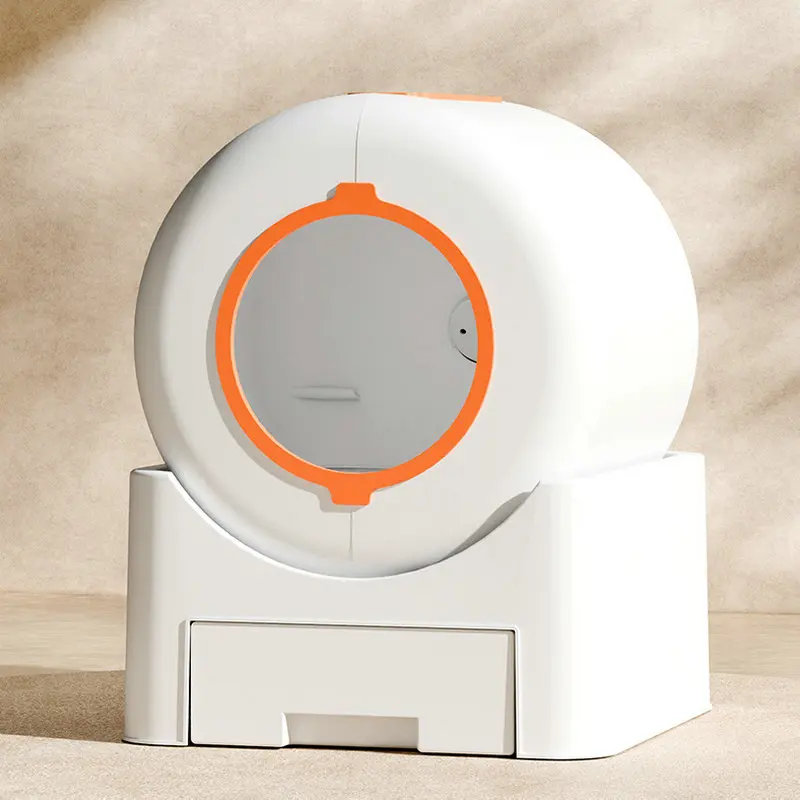 Intelligent control cat litter box, orange white PVC material fully enclosed cat litter box, automatic deodorizing cat toilet
Intelligent control cat litter box, orange white PVC material fully enclosed cat litter box, automatic deodorizing cat toilet