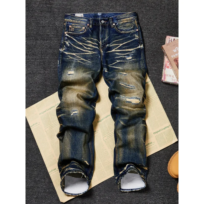 Premium Heavyweight OZ Denim Jeans For Men American Vintage Ripped Loose Straight High Street Fashion Trousers
Premium Heavyweight OZ Denim Jeans For Men American Vintage Ripped Loose Straight High Street Fashion Trousers