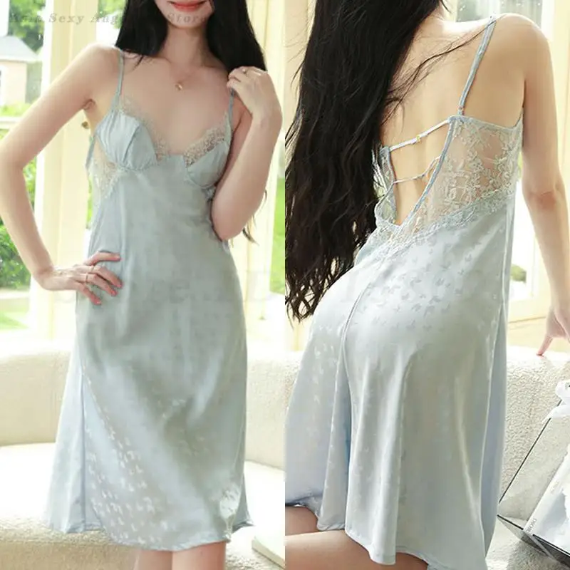 Sexy Lace Patchwork Nightgown Spaghetti Strap Jacquard Nightdress Chemise Sleepwear Silky Satin Thin Home Dress Gown Loungewear
Sexy Lace Patchwork Nightgown Spaghetti Strap Jacquard Nightdress Chemise Sleepwear Silky Satin Thin Home Dress Gown Loungewear