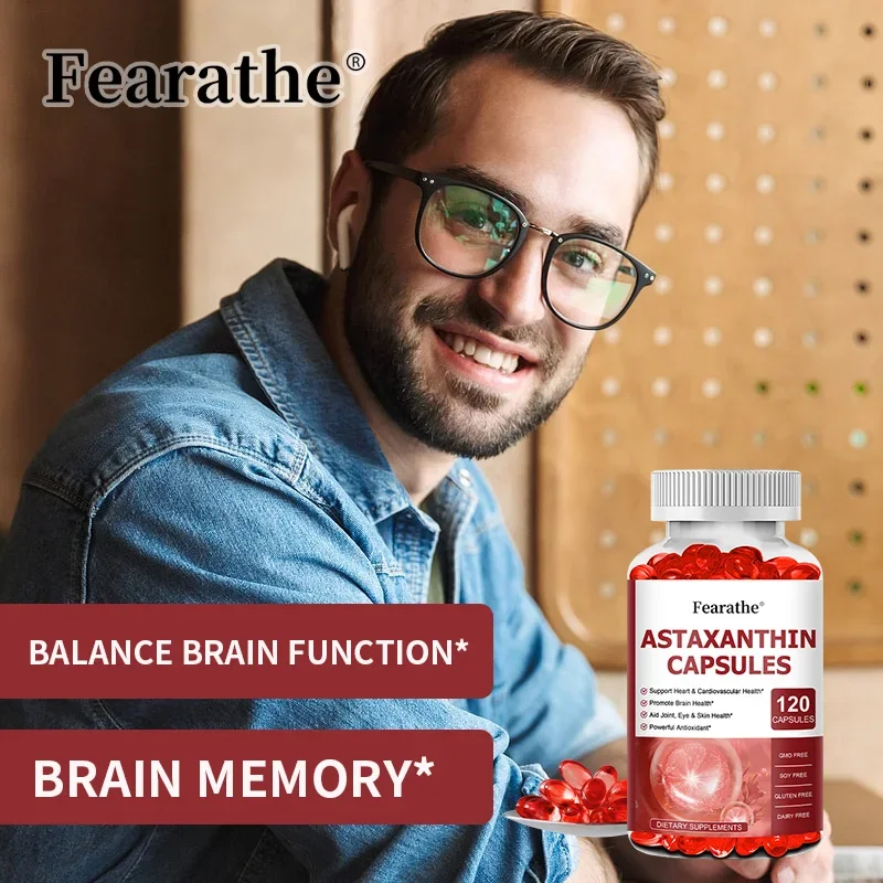 Astaxanthin - Fish Oil Capsules, Antioxidant, Supports Joint, Heart, Skin, Eye and Muscle Health, Balances Brain Function
Astaxanthin - Fish Oil Capsules, Antioxidant, Supports Joint, Heart, Skin, Eye and Muscle Health, Balances Brain Function