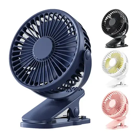 360 Degree Rotation Adjustable Clip-on Fan For Student Dormitory USB Rechargeable Table Fan Clip-on Type Portable Mini Desk Fan