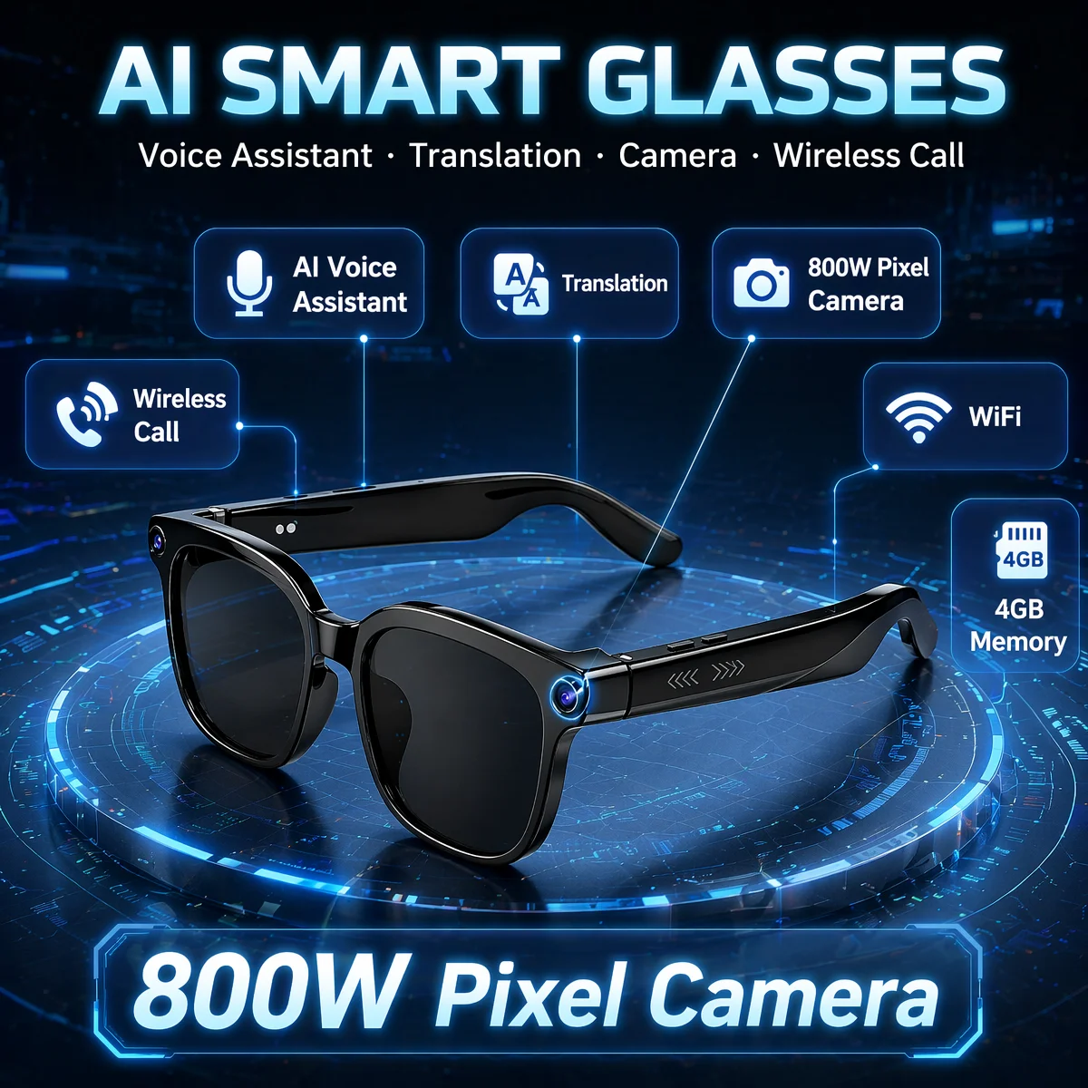 2026 800W Pixel Camera Smart Glasses Men 4GBVideo Recording AI Photo Recognition Bluetooth Call Voice Translation Sunglasses Man
2026 800W Pixel Camera Smart Glasses Men 4GBVideo Recording AI Photo Recognition Bluetooth Call Voice Translation Sunglasses Man