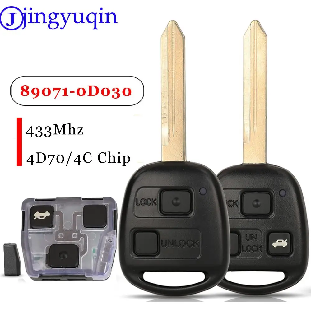 Jingyuqin 2/3Buttons Remote Car Key Fob 433MHz 4D70/4C Chip P/N: 89071-0D030 For Toyota Yaris Avensis 2003-2011 TOY47 Blade
Jingyuqin 2/3Buttons Remote Car Key Fob 433MHz 4D70/4C Chip P/N: 89071-0D030 For Toyota Yaris Avensis 2003-2011 TOY47 Blade