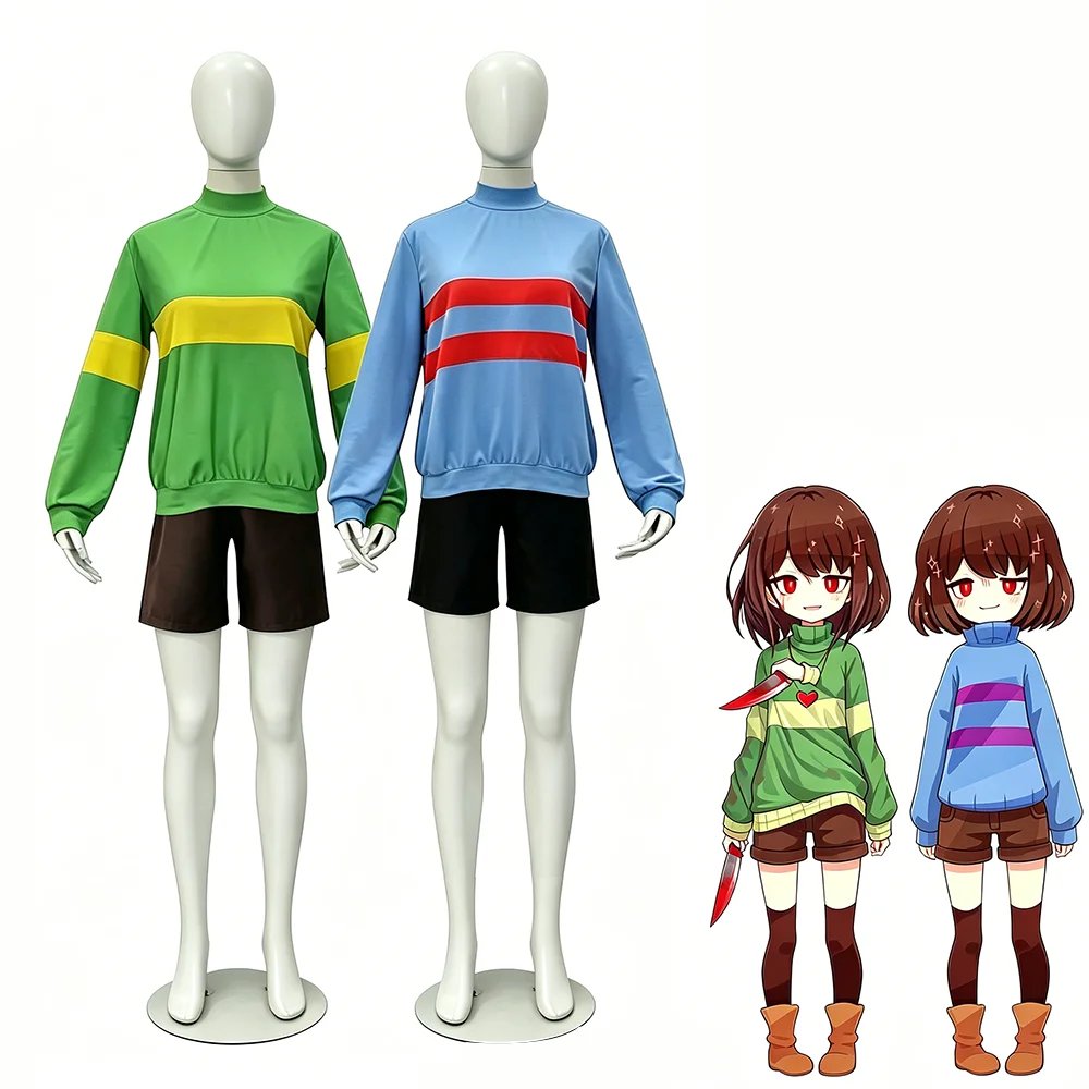 Game Undertale Frisk Cosplay Costumes Striped Tops Long Sleeve Suits Men Women Casual Shirts Halloween Carnival Costumes
Game Undertale Frisk Cosplay Costumes Striped Tops Long Sleeve Suits Men Women Casual Shirts Halloween Carnival Costumes