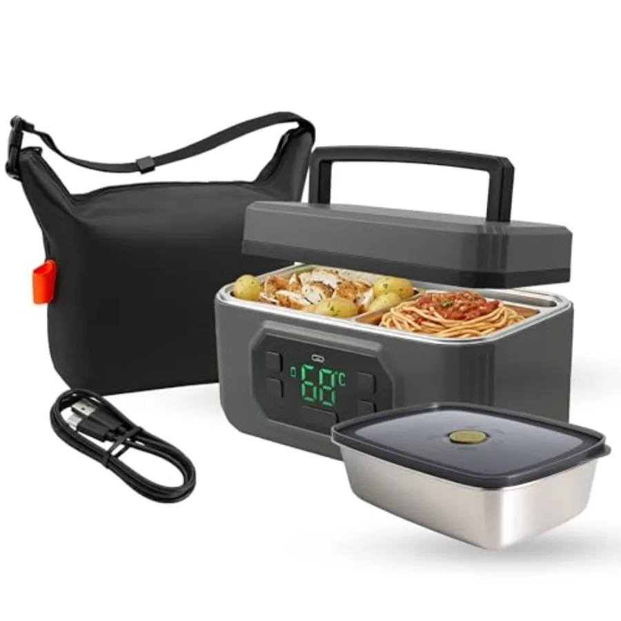 Cordless Heated Lunch Box 1.2L for Office Travel Work Stainless Steel Container Black Portable Self-Heating Food Warmer No Micr
Cordless Heated Lunch Box 1.2L for Office Travel Work Stainless Steel Container Black Portable Self-Heating Food Warmer No Micr