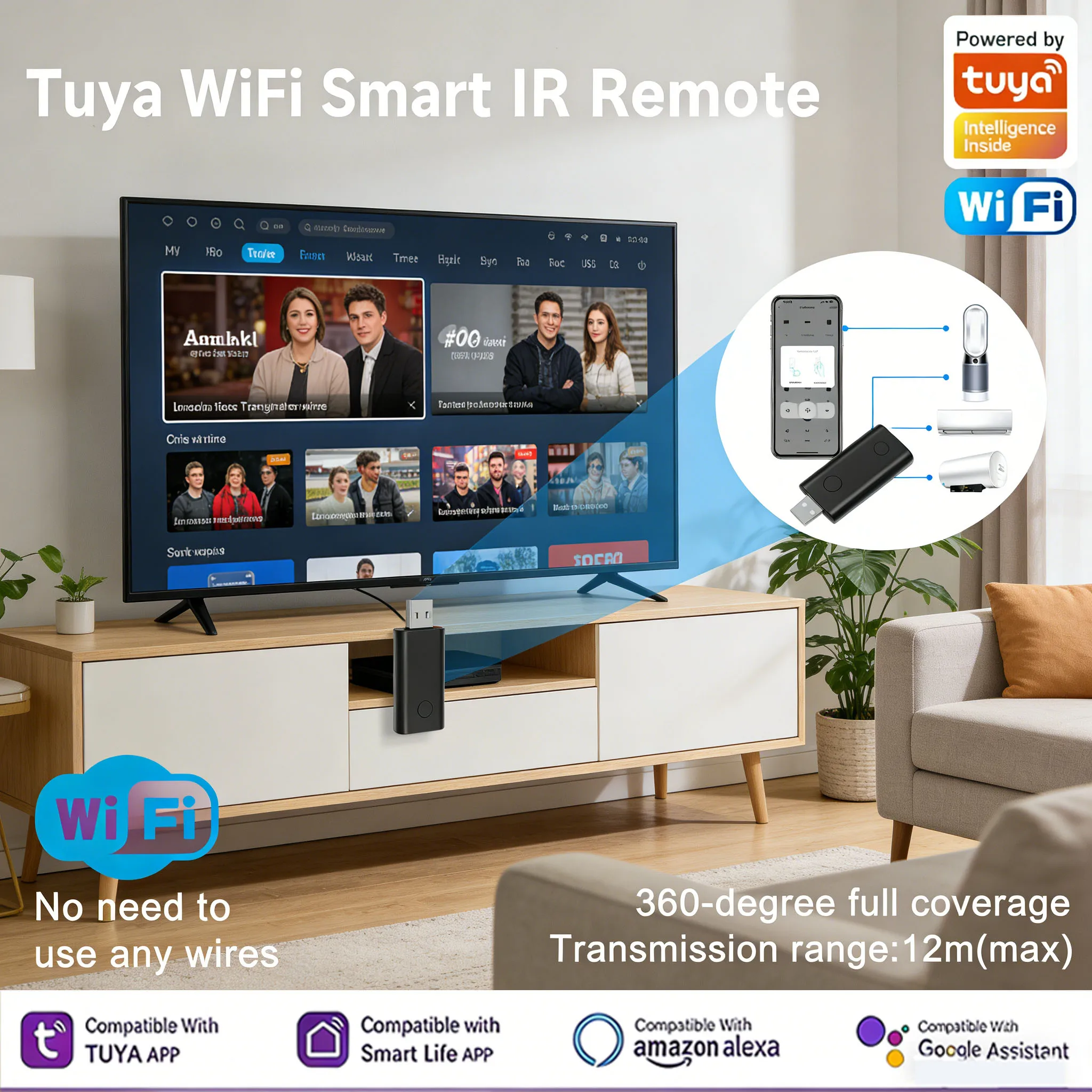 Tuya Smart IR Remote Controller WiFi Universal for TV Air Conditioner 360° Coverage Works with Google Assistant
Tuya Smart IR Remote Controller WiFi Universal for TV Air Conditioner 360° Coverage Works with Google Assistant
