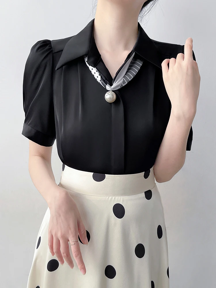 Korean Sle Slim Fit Bla ort Sve Satin irt Women's Summer New Faionable Collared Blouse Breathable Polyester Fiber
Korean Sle Slim Fit Bla ort Sve Satin irt Women's Summer New Faionable Collared Blouse Breathable Polyester Fiber