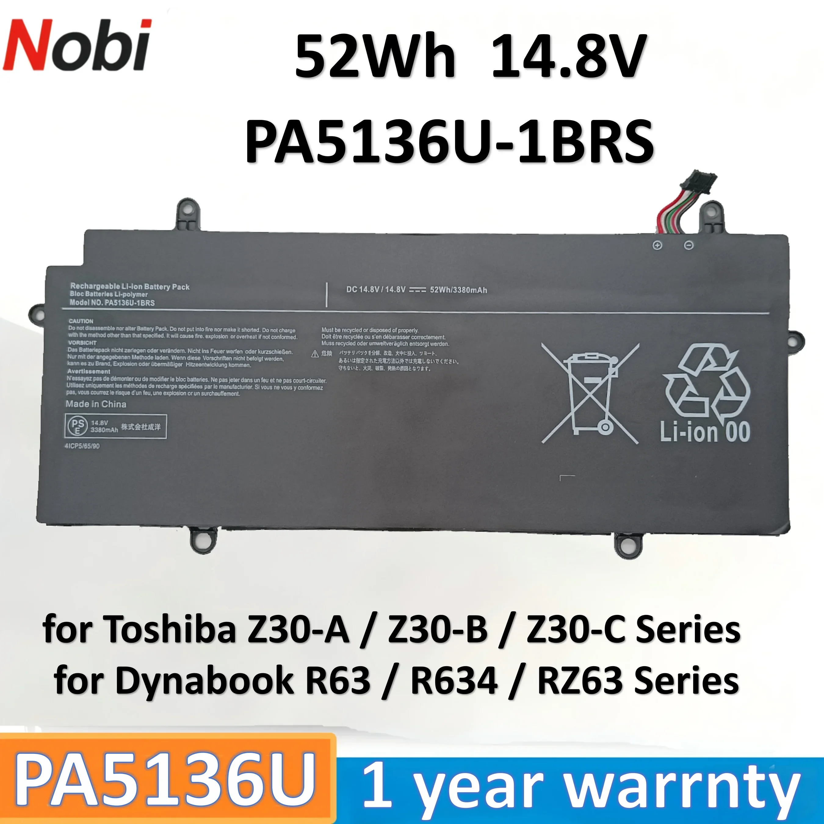 Аккумулятор Nobi PA5136U PA5136U-1BRS для Dynabook R63/B R634 R63/P R634/L R63/W4M R634/K Z30-A1301 Z30-AK04S K10M Portege Z30-A Z30
Аккумулятор Nobi PA5136U PA5136U-1BRS для Dynabook R63/B R634 R63/P R634/L R63/W4M R634/K Z30-A1301 Z30-AK04S K10M Portege Z30-A Z30