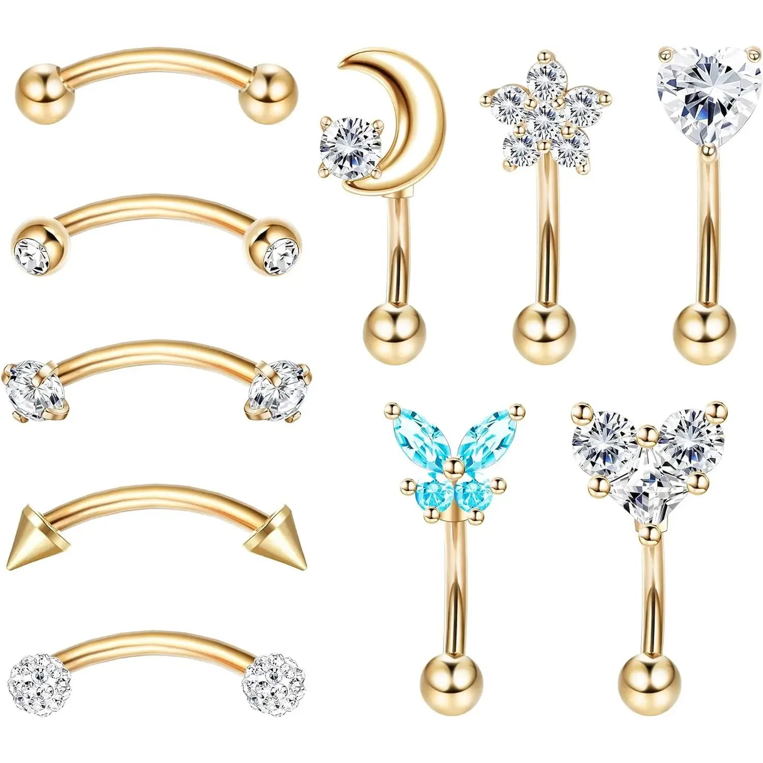 Bobisty 10Pcs Rook Daith Earrings for Women Stainless Steel Belly Lip Ring Cartilage Body Piercing Curved Barbell Eyebrow Rings
Bobisty 10Pcs Rook Daith Earrings for Women Stainless Steel Belly Lip Ring Cartilage Body Piercing Curved Barbell Eyebrow Rings