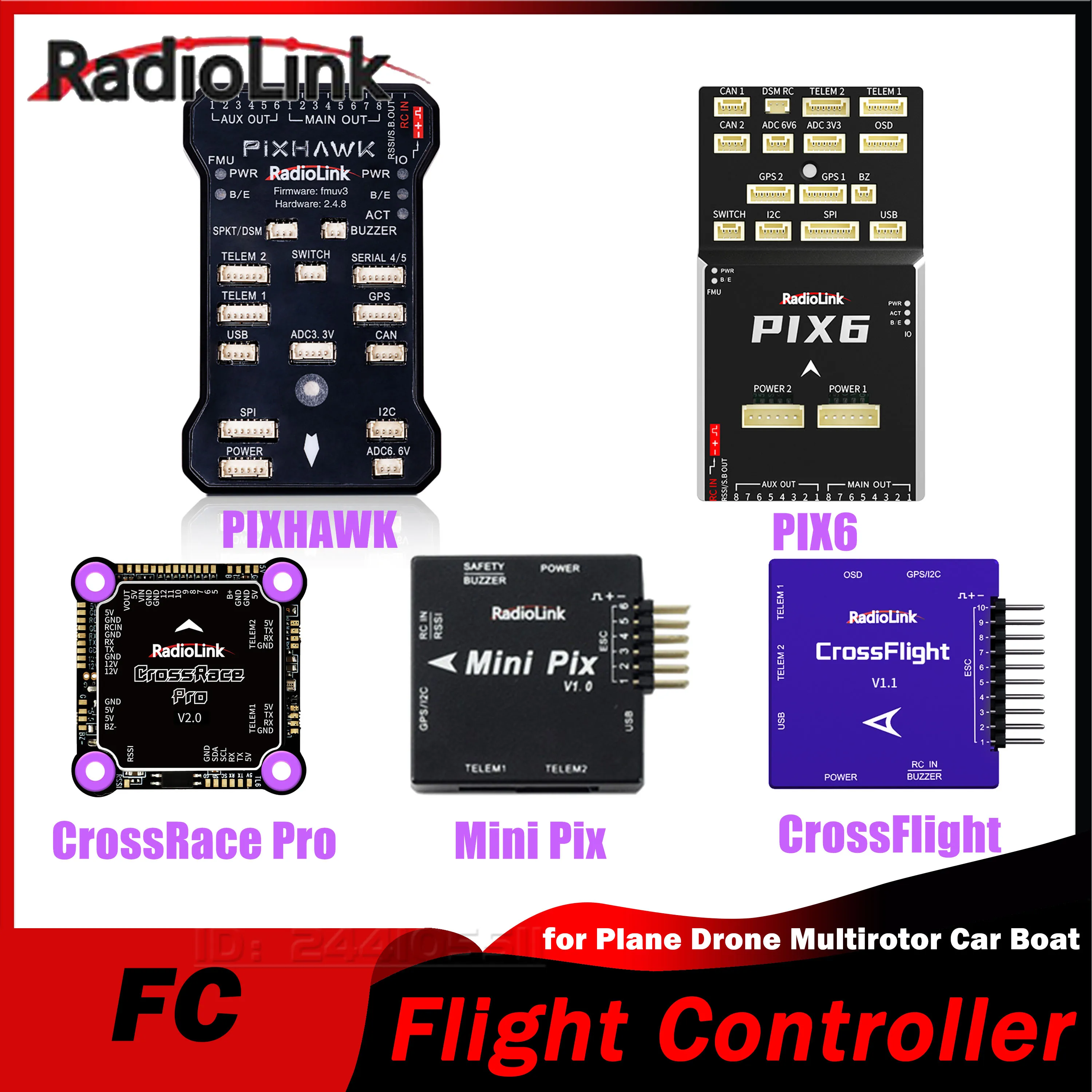 RadioLink PIXHAWK CrossRace Pro Mini Pix PIX6 Контроллер полета CrossFlight FC для самолета, дрона, мультиротора, автомобиля, лодки, фиксированного крыла
RadioLink PIXHAWK CrossRace Pro Mini Pix PIX6 Контроллер полета CrossFlight FC для самолета, дрона, мультиротора, автомобиля, лодки, фиксированного крыла